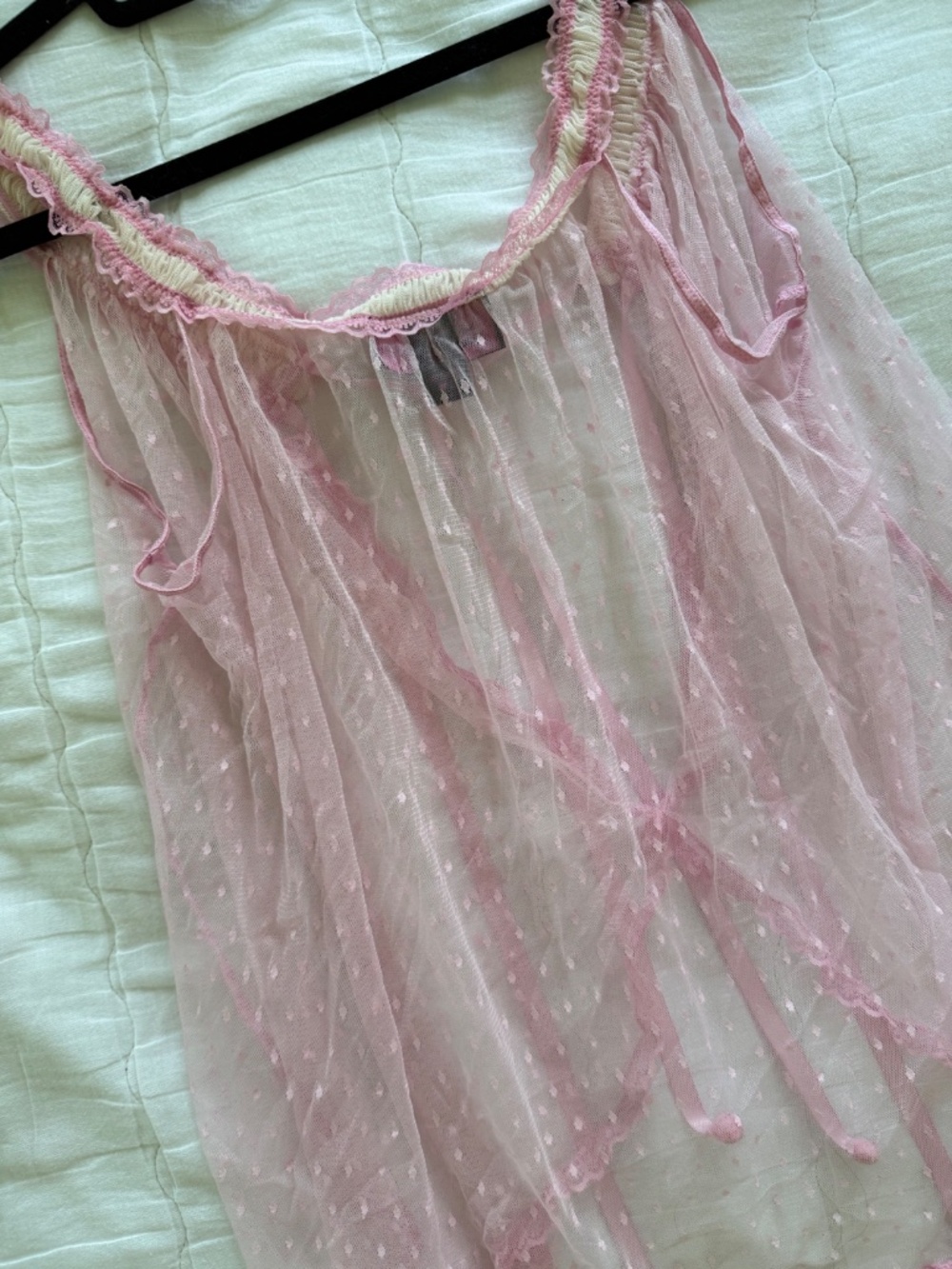La SENZA pink ruffled polka-dot lace lingerie slip - Picture 7 of 9